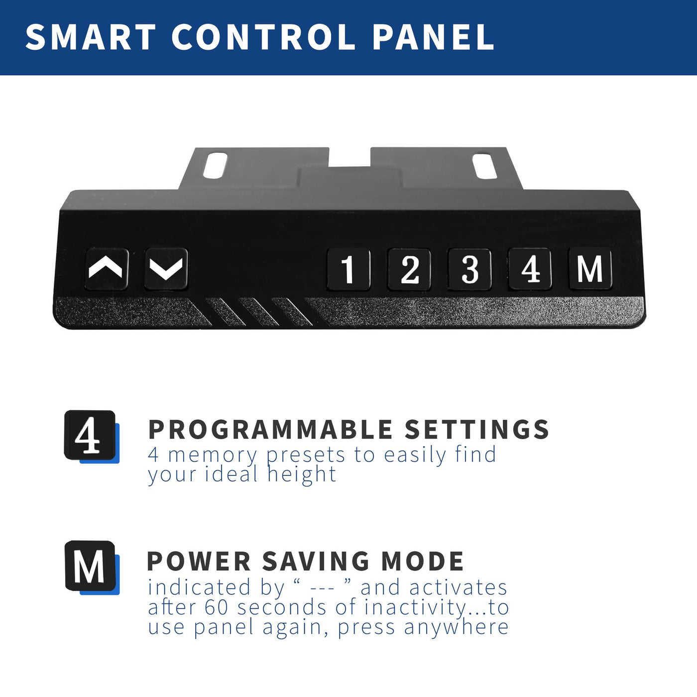Advanced control panel with four programmable settings and a power-saving mode.