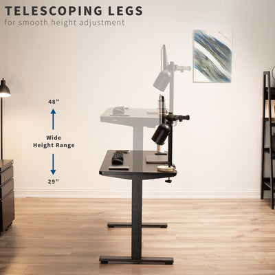 Telescoping legs provide smooth height adjustments and keep your office equipment safe.